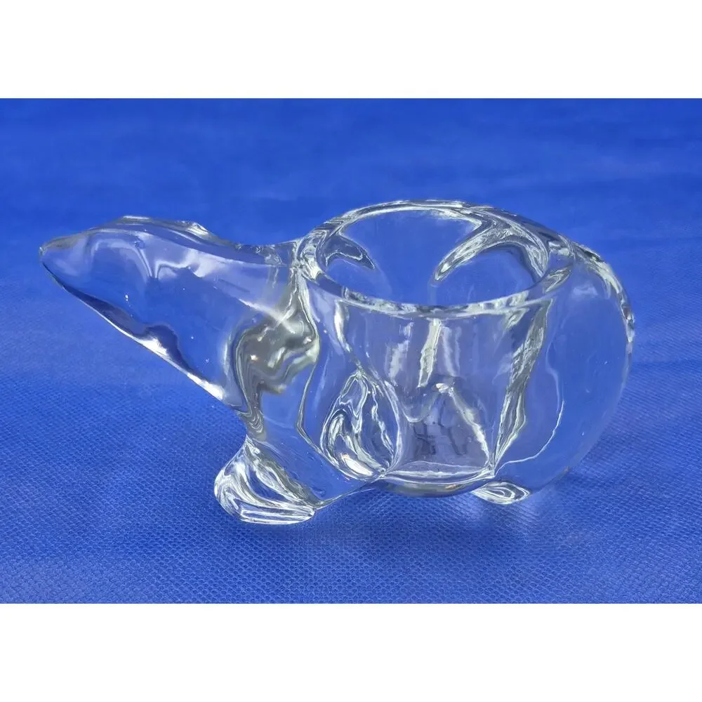 Vintage Indiana Glass Clear Polar Bear Votive Candle Holder 4.5